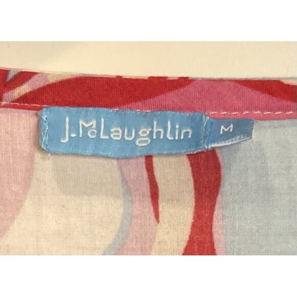 J.McLaughlin Womens Cotton Floral Tunic Top V-Neck‎ Med Chic Resort Work Comfort - Picture 3 of 8